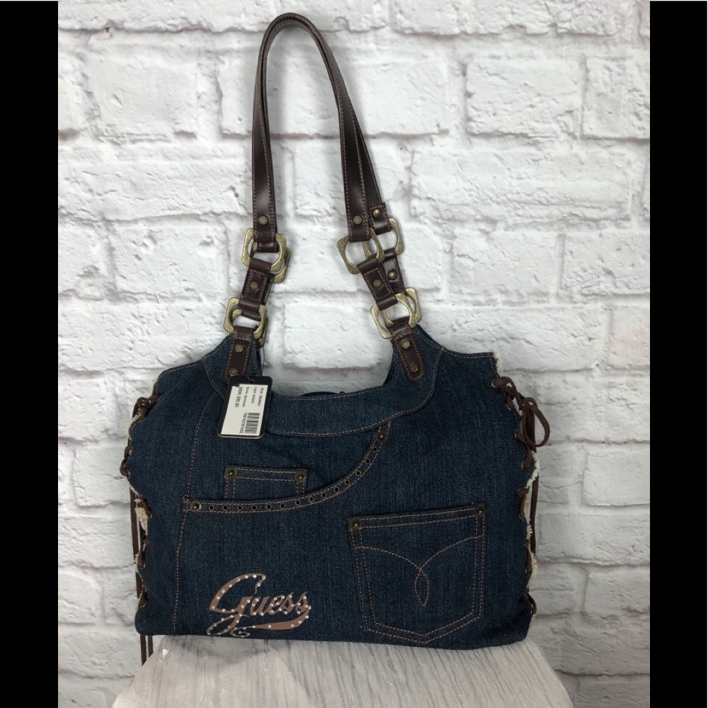Guess blue jean shoulder bag